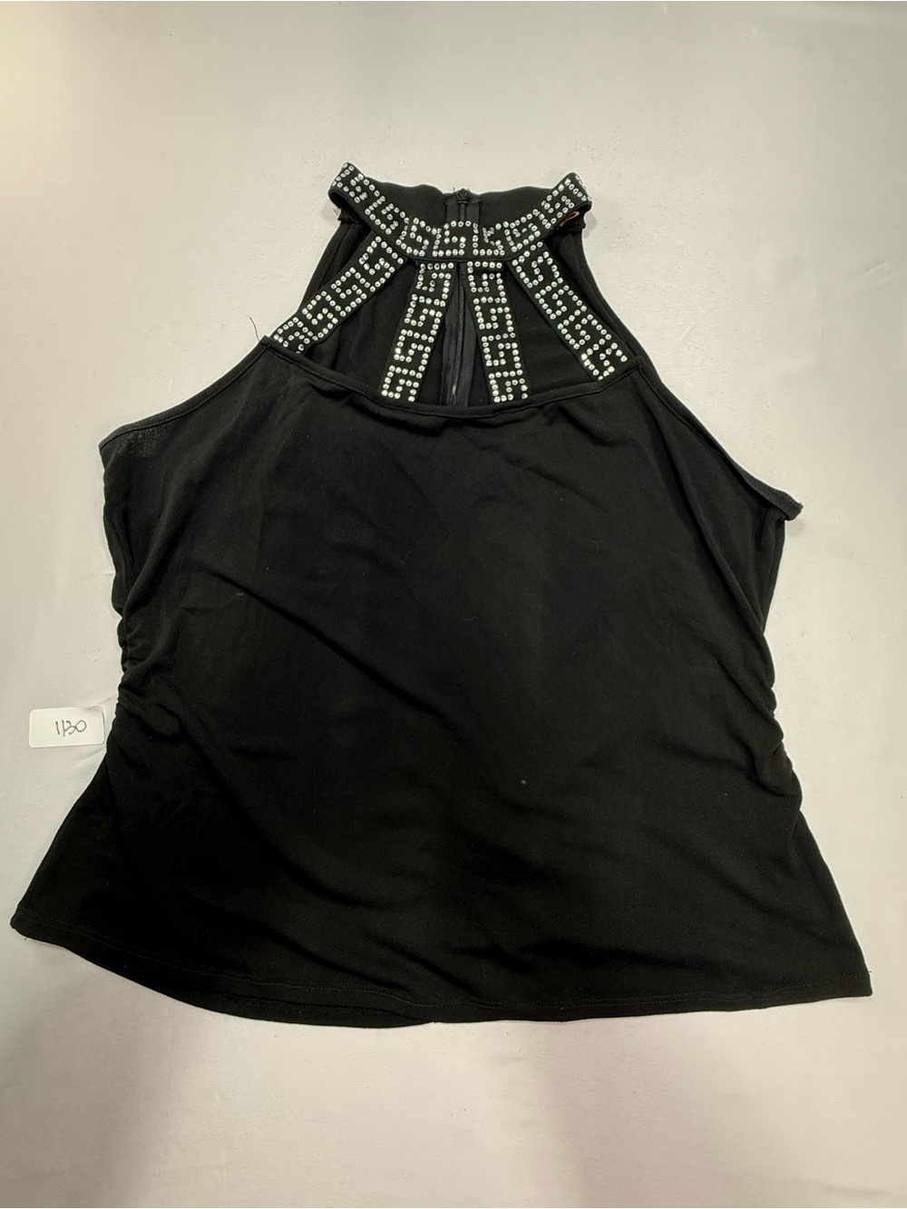 Belldini Black Halter Camisole with Studded High Neck